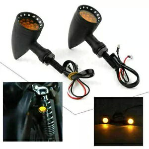 I[goC ubN 12V LED ^[VOi Ao[ Cg n[[ z_ɓK Motorcycle Black 12V LED Turn Signal Amber Lights Fit Harley Honda