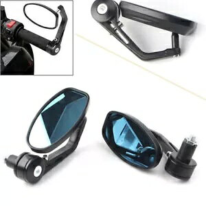 7/8C` jo[T A~jE nh o[Gh I[o Ar[ TCh~[ ubN 7/8" Universal Aluminum Handle Bar End Oval Rear View Side Mirrors Black