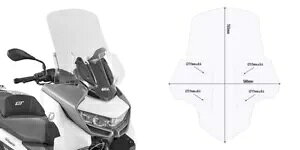 BMW C 400 GT 2019 �X�N���[�� �c�[�����O �E�B���h�X�N���[�� GIVI 5132DT + D5132KIT �T�|�[�g �L�b�g Bmw C 400 GT 2019 SCREEN Touring WINDSCREEN GIVI 5132DT + D5132KIT support kit �y���s�A���i�z