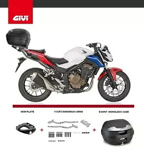 �z���_ CB500F 2016 GIVI 1152FZ ���b�N + GIVI E340 �e�b�N�g�b�v�{�b�N�X + M5M ���m���b�N�v���[�g HONDA CB500F 2016 GIVI 1152FZ RACK + GIVI E340 TECH TOP BOX + M5M MONOLOCK PLATE �y���s�A���i�z