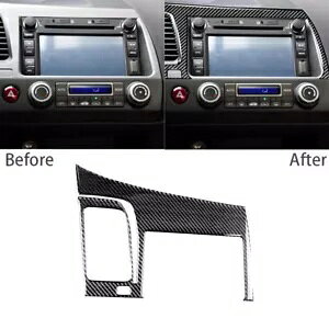 z_VrbN 8th  06-11 AJ[{t@Co[ GPS irQ[Vplt[Jo[ For Honda Civic 8th Gen 06-11 Real Carbon Fiber GPS Navigation Panel Frame Cover