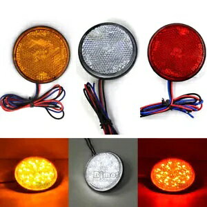 1x ���E���h LED ���t���N�^�[���A�e�[���u���[�L�X�g�b�v���C�g�I�[�g�o�C�g���b�N�ԃ��j�o�[�T�� 1x Round LED Reflector Rear Tail Brake Stop Light Motorcycle Truck Car Universal �y���s�A���i�z