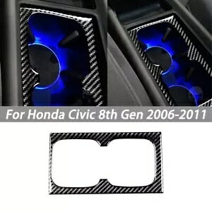 J[{t@Co[R\[EH[^[Jbvz_[Jo[gz_VrbN 8th  2006-11 Carbon Fiber Console Water Cup Holder Cover Trim For Honda Civic 8th Gen 2006-11