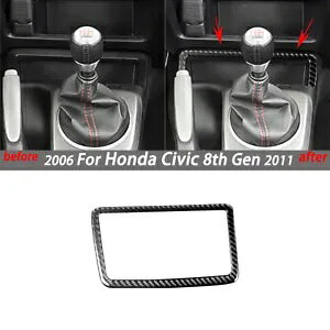 1X J[{t@Co[CeA[{bNXfJ[t[gz_VrbN 2006-2011 1X Carbon Fiber Interior Storage Box Decal Frame Trim For Honda Civic 2006-2011