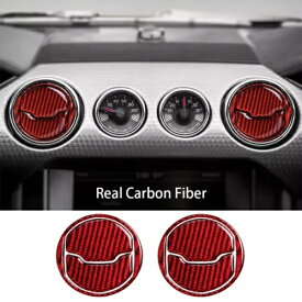レッドカーボンファイバーダッシュボード中央エアベントアウトレットトリムフォードマスタング 2015-19 Red Carbon Fiber Dashboard Central Air Vent Outlet Trim For Ford Mustang 2015-19