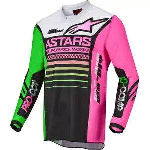 ALPINESTARS 2022 [T[ RpX gNX W[W Blk/Grn/Fluro sN [X L ALPINESTARS 2022 Racer Compass Motocross Jersey Blk/Grn/Fluro Pink Youth Large