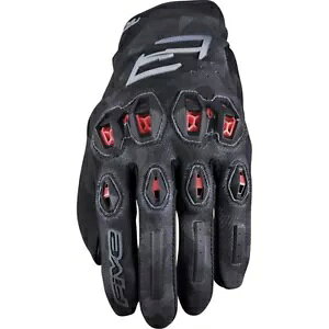 FIVE X^g G{ 2 J ubN/bh oCN O[u GFSTU2034 TCY M FIVE Stunt Evo 2 Camo Black/Red Motorcycle Gloves GFSTU2034 Size Medium