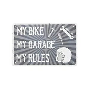 IbNXtH[h ^ K[W }PCu TC 30x20cm OX378 uMY BIKEAMY GARAGEAMY RULESv Oxford Metal Garage Mancave Sign 30x20cm OX378 "MY BIKE, MY GARAGE, MY RULES"