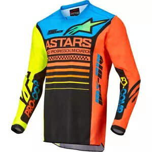 ALPINESTARS 2022 [T[ RpX gNX W[W ubN/t CG[/R[ LbY 2XS ALPINESTARS 2022 Racer Compass Motocross Jersey Black/Fluro Yel/Coral Kids 2XS