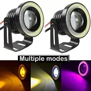 3.5 C` }`[h LED tHO Cg vWFN^[ hCrO v COB GWF AC n[ p[v 2x 3.5" Multimode LED Fog Light Projector Driving Lamp COB Angel Eye Halo Purple 2x
