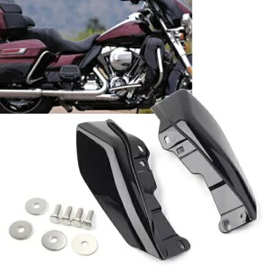 n[[Xg[gOCh 09-16 ubN 2x q[gV[h~bht[GAfBtN^[g For Harley Street Glide 09-16 Black 2x Heat Shield Mid-Frame Air Deflector Trim