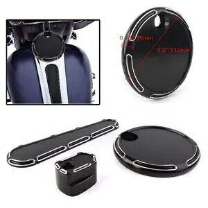 n[[c[O 2014-2018 R^NhA_bVgbNCT[g_΃Lbv For Harley Touring 2014-2018 Black Fuel Tank Door Dash Track Insert Ignition Cap