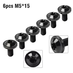6 ̃`^lW M5x15mm gXgNXwbhlWI[goCpubN- 6pcs Titanium Screws M5x15mm Truss Torx Head Screws for Motorcycle Black-