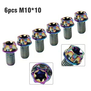 6x `^lWgNXwbhtWlW M10x10mm I[goCpC{[- 6x titanium screws torx head flanges screws M10x10mm rainbow for motorcycle-
