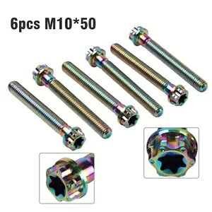 6x `^lWgNXwbhtWlW M10x50mm I[goCpC{[- 6x titanium screws torx head flanges screws M10x50mm rainbow for motorcycle-
