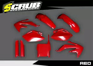 �z���_ CRF450R 2008 ���b�h �v���X�`�b�N�L�b�g + �t�H�[�N�K�[�h Honda CRF450R 2008 Red Plastics kit + fork guards
