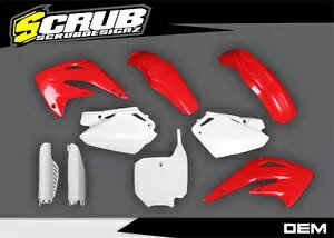 z_ CR85R 2003 2004 2005 2006 2007 ԔvX`bNLbg + tH[NK[h Honda CR85R 2003 2004 2005 2006 2007 Red White Plastics kit + Fork guards