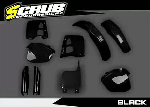 �z���_ CR125R 1991 1992 CR250R 1990 1991 UFO �u���b�N�v���X�`�b�N�L�b�g + �t�H�[�N�K�[�h Honda CR125R 1991 1992 CR250R 1990 1991 UFO Black Plastics Kit + Fork guards