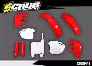 �z���_ CR500R 1991 1992 1993 1994 �Ԕ��v���X�`�b�N�L�b�g + �t�H�[�N�K�[�h Honda CR500R 1991 1992 1993 1994 Red White Plastic kit + Fork guards