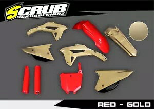 �z���_ CRF450R 2021-2024 CRF250R 2022-2024 �v���X�`�b�N�L�b�g + �t�H�[�N�K�[�h ���b�h & �S�[���h Honda CRF450R 2021-2024 CRF250R 2022-2024 Plastic kit + Fork guards Red & Gold