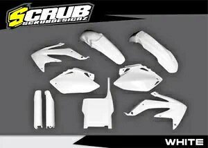 �z���_ CRF450R 2005 2006 �z���C�g�v���X�`�b�N�L�b�g + �t�H�[�N�K�[�h Honda CRF450R 2005 2006 White Plastics kit + Fork guards