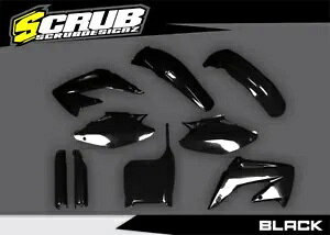 �z���_ CRF450R 2004 �u���b�N �v���X�`�b�N �L�b�g + �t�H�[�N�K�[�h Honda CRF450R 2004 Black Plastics kit + fork guards
