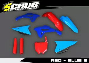 z_ CRF450R 2021-2024 CRF250R 2022-2024 vX`bNLbg + tH[NK[h bh & u[ Honda CRF450R 2021-2024 CRF250R 2022-2024 Plastic kit + Fork guards Red & Blue