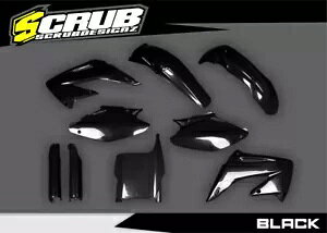 �z���_ CR125R CR250R 2004 2005 2006 2007 �u���b�N�v���X�`�b�N�L�b�g + �t�H�[�N�K�[�h Honda CR125R CR250R 2004 2005 2006 2007 Black Plastics kit + Fork guards