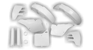 �X�Y�L RM125 1992 UFO �v���X�`�b�N�L�b�g + �t�H�[�N�K�[�h �z���C�g Suzuki RM125 1992 UFO Plastics kit + Fork guards White