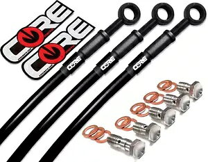XYL GSXR 1000 u[L C 2005 2006 tgA ubN XeX ݌ɂ Suzuki GSXR 1000 Brake Lines 2005 2006 Front-Rear Black Stainless IN STOCK