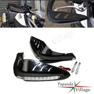 2X 7/8 C`nho[ubNnhK[h LED jOCgtz_}nJTLp 2X 7/8" Handlebar Black Handguards w/LED Running Light For Honda Yamaha Kawasaki