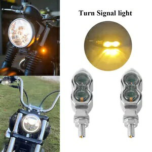 yAN[ LED ^[VOiCgAo[vJTLjWXYL`bp[p Pair Chrome LED Turn Signal Light Amber Lamp For Kawasaki Ninja Suzuki Chopper