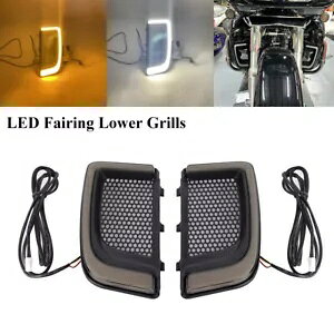 LED �^�[���V�O�i�����C�g�����j���O�����v�t�F�A�����O�����O�����n�[���[ FLHTCU FLTRU LED Turn Signal Light Running Lamp Fairing Lower Grills For Harley FLHTCU FLTRU �y���s�A���i�z