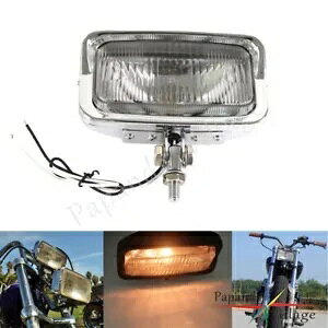 N[XNGAwbhCgwbhvNAY`bp[JtF[T[{o[ Cusotm Chrome Square Headlight Headlamp Clear Lens For Chopper Cafe Racer Bobber Cusotm