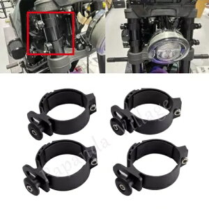 �}�b�g�u���b�N�����\�ȃw�b�h���C�g�t�����g�t�F�A�����O�N�����v 48mm-55mm �t�H�[�N�n�[���[�p Matte Black Adjustable Headlight Front Fairing Clamps For 48mm-55mm Forks Harley �y���s�A���i�z