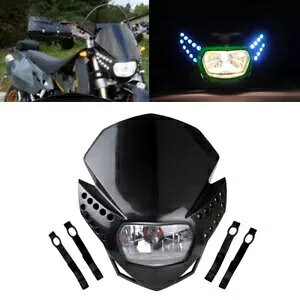 ubN 12V LED rWwbhCg H4 wbhv_[goCNz_XYLJTLp Black 12V LED Vision Headlight H4 Headlamp For Dirt Bike Honda Suzuki Kawasaki