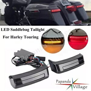 X[N LED ThobOAe[v^[VOiCgn[[[hOCh 14-23 Smoke LED Saddlebag Rear Tail Lamp Turn Signal Light For Harley Road Glide 14-23