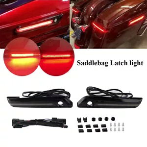 2X LED ThobO b` Cg bh ^[ VOi u[L Cg n[[ Xg[g OChp 2X LED Saddlebag Latch Light Red Turn Signal Brake Light For Harley Street Glide
