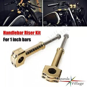 ^J 5.5 C` nho[ CU[ Lbg }Eg Nv n[[ JtF [T[ {o[ 1 C`o[p Brass 5.5'' Handlebar Risers Kit Mount Clamp For Harley Cafe Racer Bobber 1''Bar