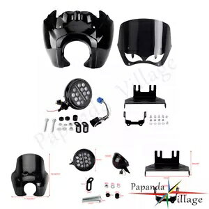 n[[ [C_[ S 114 117 p 5.75 C` LED wbhCgttgtFAOtgKX Front Fairing Windshield w/ 5.75" LED Headlight For Harley Low Rider S 114 117