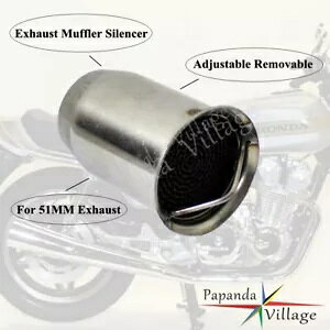 ���O���\�ȃ��j�o�[�T�� 51MM 2 �C���` �N���[�� �G�L�]�[�X�g �}�t���[�̓o�b�t�� DB �L���[��}���ł��܂��B Removable Universal 51MM 2'' Chrome Exhaust Muffler Can Insert Baffle DB Killer