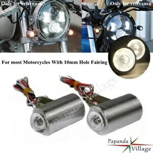 12 {g LED Vo[~j^[VOiCWP[^Cgn[[XYL}n 10 ~[g 12V LED Silver Mini Turn Signal Indicator Light For Harley Suzuki Yamaha 10mm