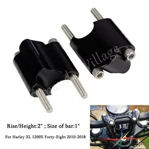 CNC �u���b�N 2 Rise1 �n���h���o�[ ���C�U�[�����L�b�g �n�[���[ XL1200X 2010-2018�p CNC Black 2 Rise1 Handlebar Riser Extension Kits For Harley XL1200X 2010-2018 �y���s�A���i�z