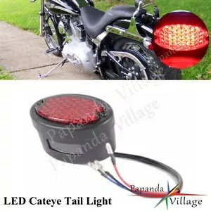 ubNAbh LED LbgACe[Cgu[LjOCgn[[\teC FLST Black Rear Red LED Cat Eye Taillight Brake Running Light For Harley Softail FLST