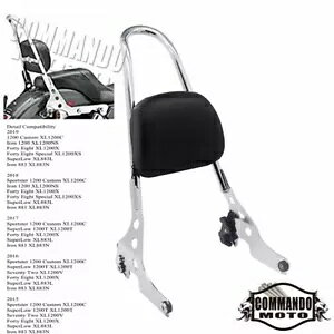 O\ȃobNXg V[V[o[ & pbh n[[_rbh\ X|[cX^[ XL 2004-ȍ~p Detachable Backrest Sissy Bar & Pad For Harley Davidson Sportster XL 2004-Up