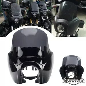 �n�[���[�X�g���[�g�{�u 2018-24 �N���u�X�^�C���t�����g�w�b�h���C�g�t�F�A�����O�t�����g�K���X�L�b�g�p For Harley Street Bob 2018-24 Club Style Front Headlight Fairing Windshield Kit �y���s�A���i�z