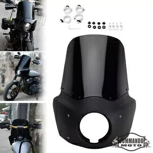 NuX^C wbhCg tFAO 15 C` tgKX Lbg n[[ _Ci Ch OChp Club Style Headlight Fairing 15'' Windshield Kit For Harley Dyna Wide Glide