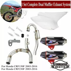 SȃfA}t[rCVXecCpCvz_ CRF150F CRF230F 2003-16 Complete Dual Muffler Exhaust System Twin Pipe For Honda CRF150F CRF230F 2003-16