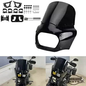 tgtFAOtgKX & LED CguPbgn[[t@bg{u FXFB/S 2018-2024 Front Fairing Windshield & LED Light Bracket For Harley Fat Bob FXFB/S 2018-2024
