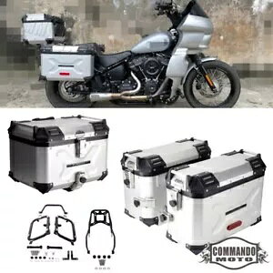 アルミサイド & トップケース ブラケット付き ハーレーソフテイル FXST FXBB FXBBS 2018-2023用 Aluminum Side & Top Case w/ Bracket For Harley Softail FXST FXBB FXBBS 2018-2023